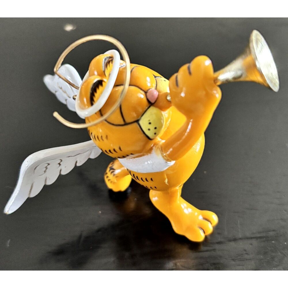 Vintage Garfield 3"H Trumpet Blowing Angel Holiday Christmas Tree Ornament